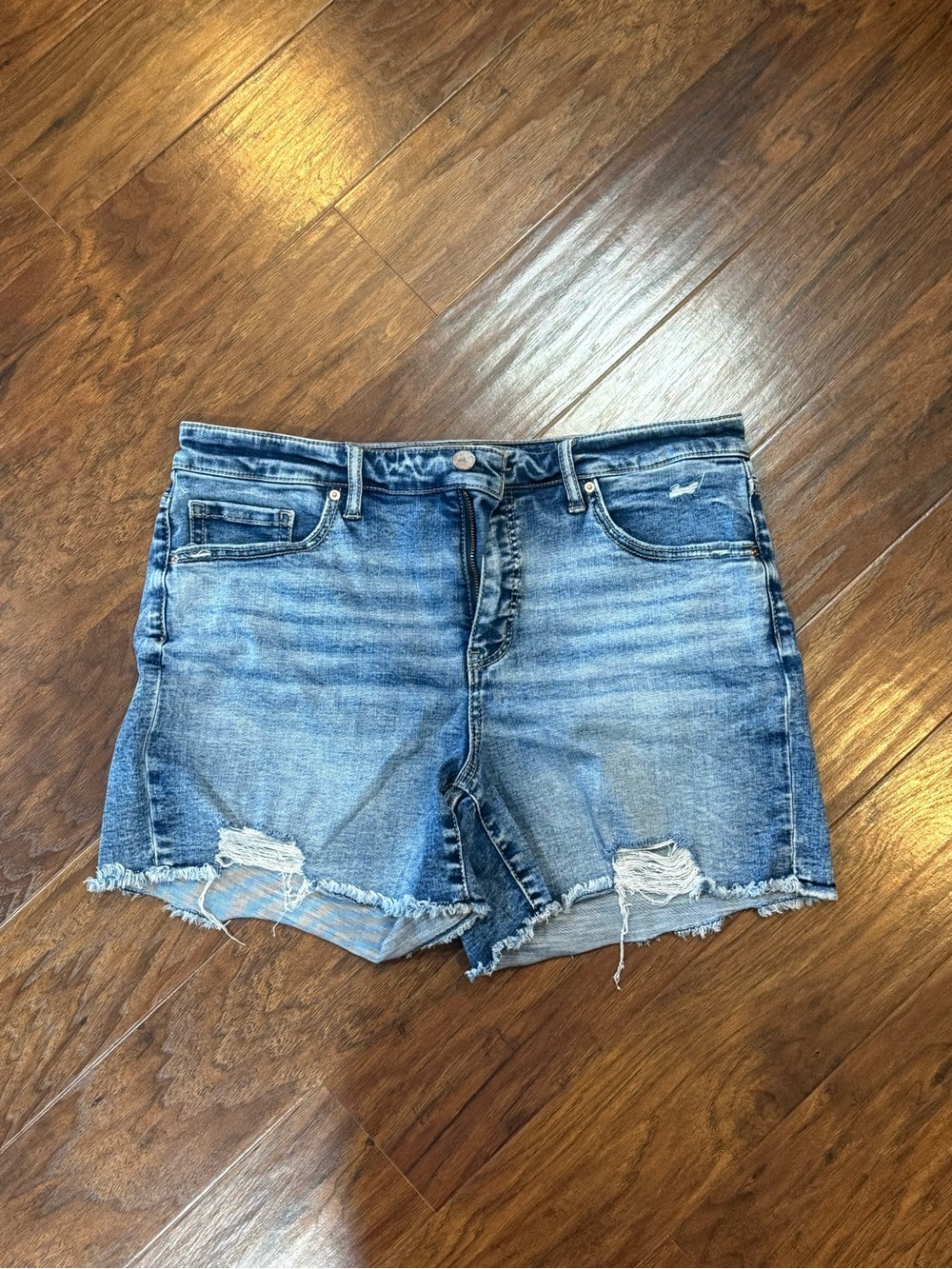 BKE Light Blue Distressed Denim Jean Shorts